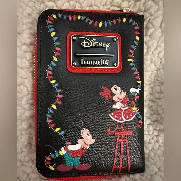 Loungefly Mickey Mouse & Friends Holiday Lights Crossbody & Wallet - LIGHTS UP! - Picture 7 of 11
